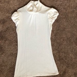Cream Shirt sleeve turtle neck sweater